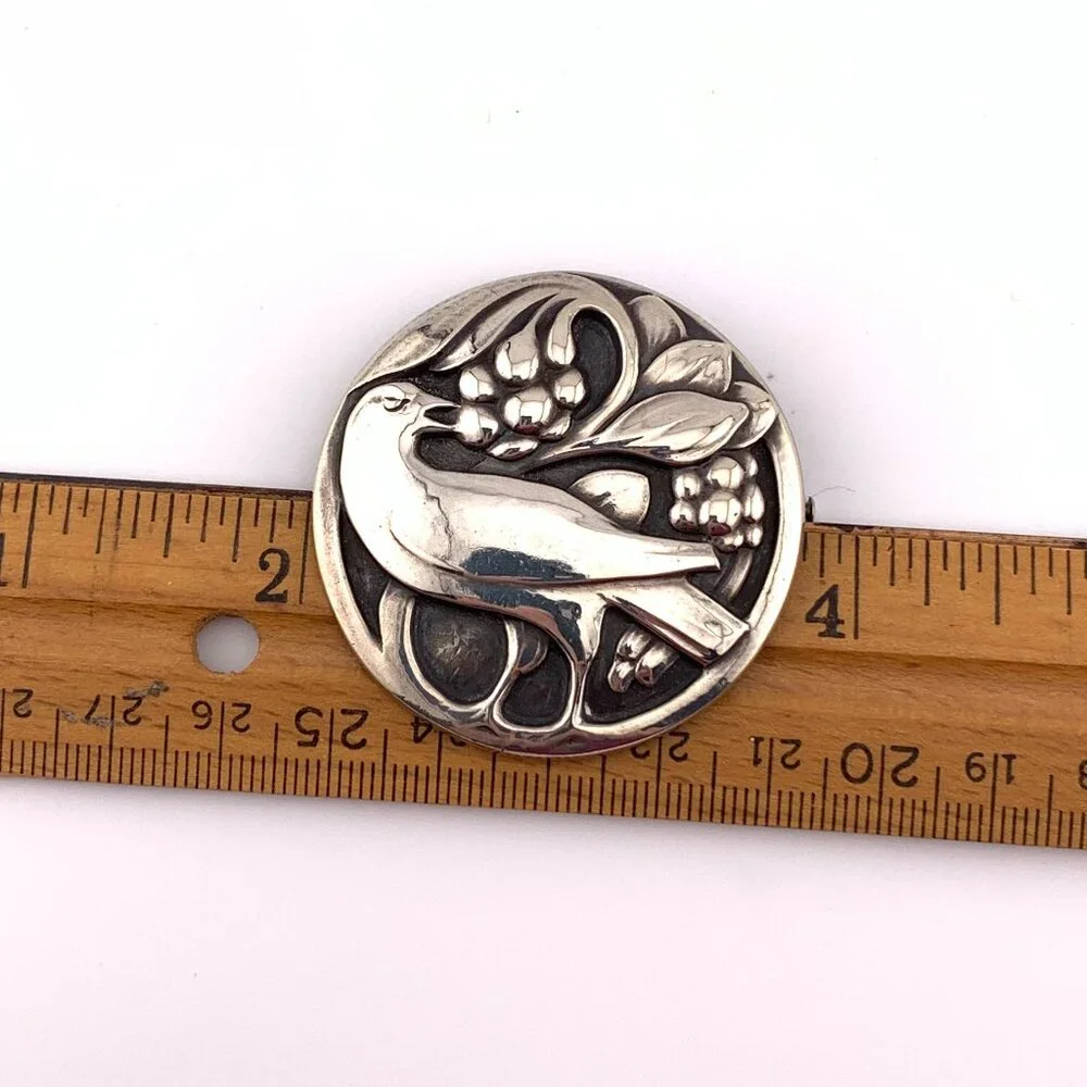 Georg Jensen Bird With Berries Sterling Silver #175 Brooch Denmark J904
